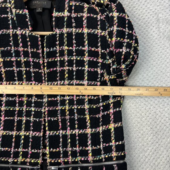 Carlisle Womens Tweed Convertible Zip-Off Coat Jacket Chanel-Inspired Grid Sz 6 - Picture 8 of 16